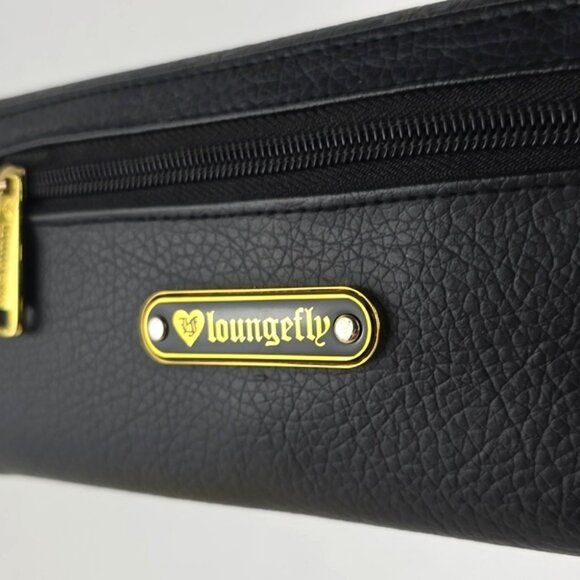 Loungefly Sugar Skull Day of the Dead Trifold Faux Leather Wallet Gold Interior - Picture 8 of 16